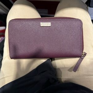 Kate Spade maroon zip around wallet